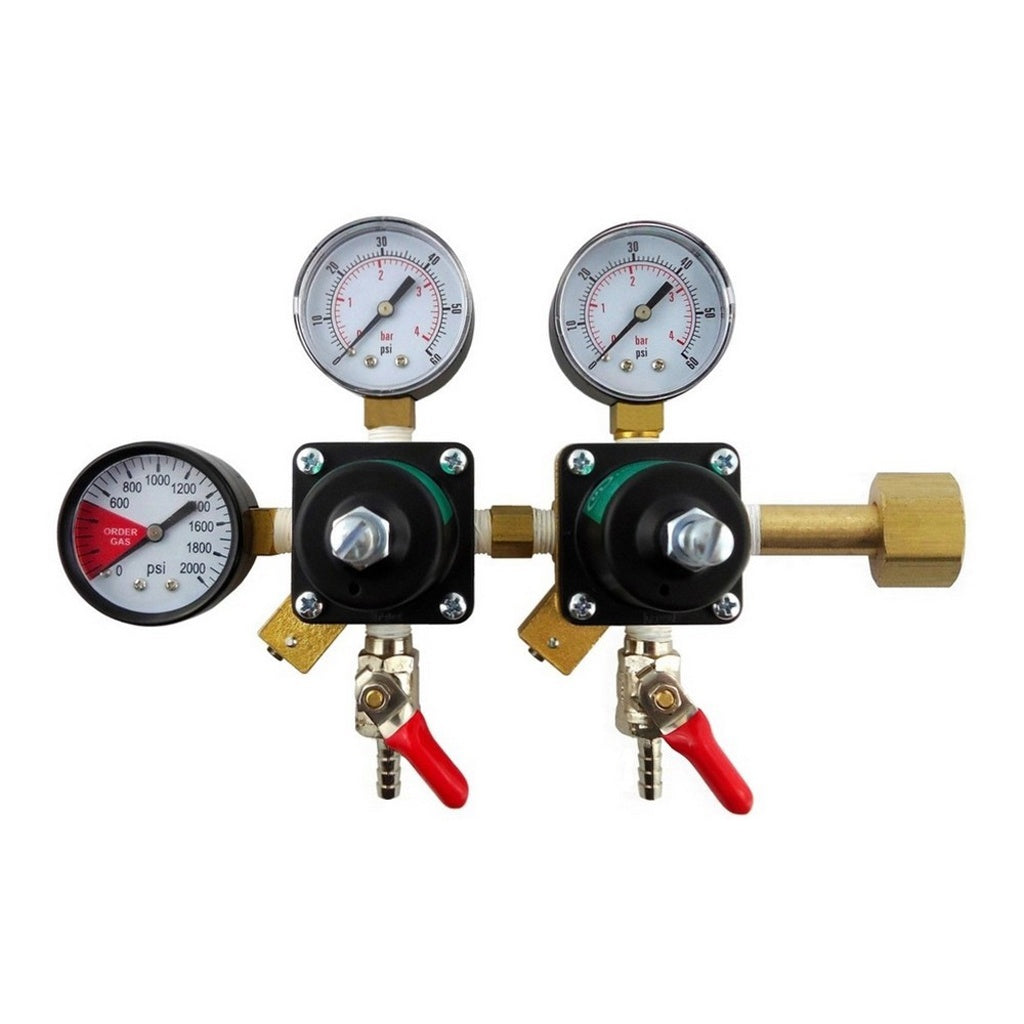 Cornelius Double CO2 Regulator, 1/4" Ball Shutoff with Check Valve, 60:2000