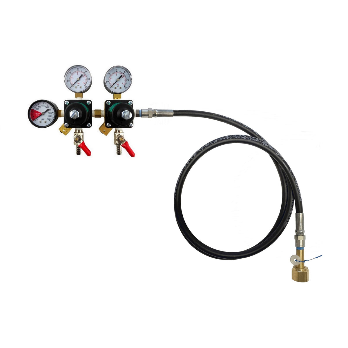 Cornelius Double CO2 Regulator with 6' Hose, 3/8" Ball Shutoff with, 60:2000