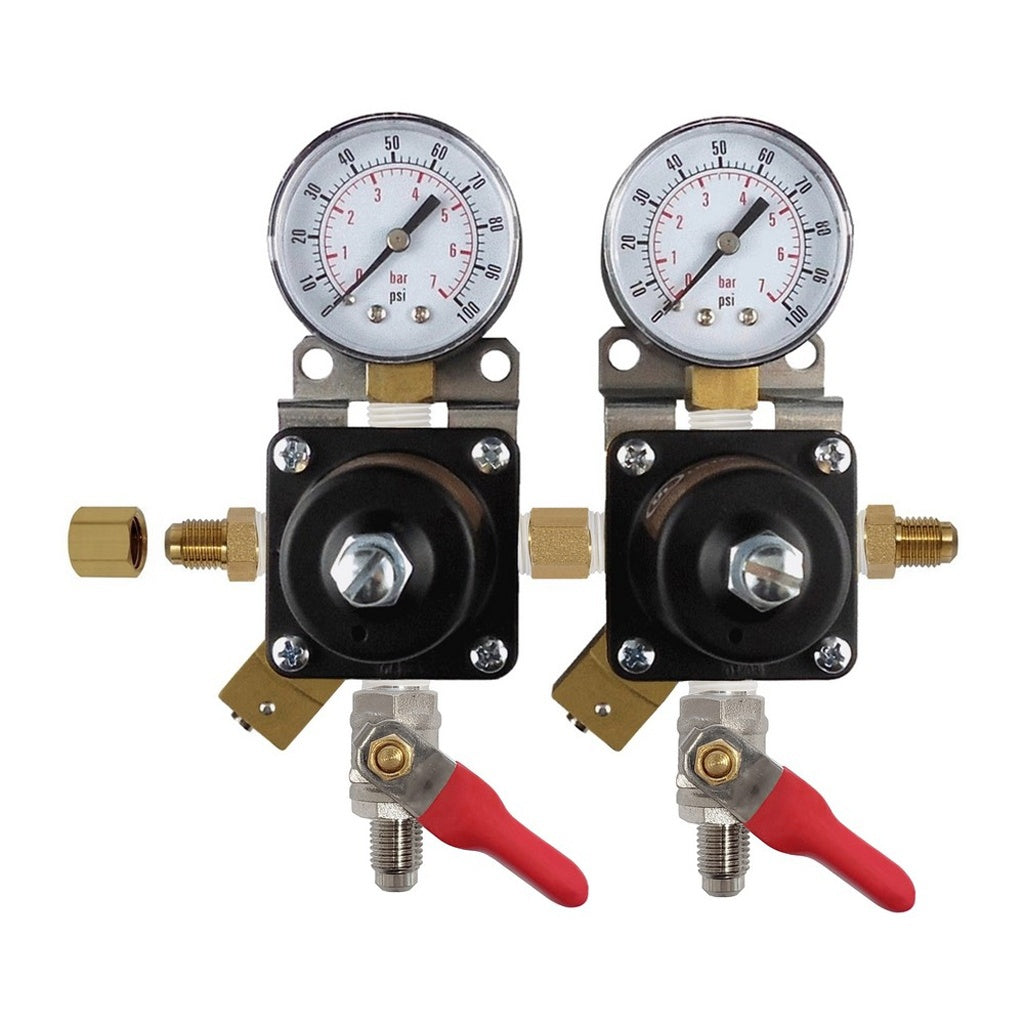Cornelius Double Secondary/Pass Thru Regulator, 1/4" Male Flare Shutoff with Check Valve