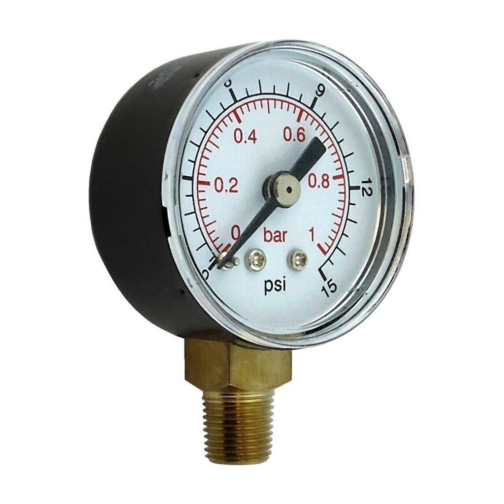 Mini Gauge, 1.5"-Diameter 1/8" Male Pipe Thread Bottom-Mount 15 PSI