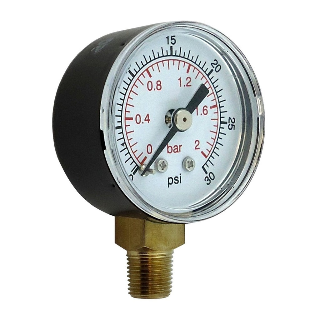 Mini Gauge, 1.5"-Diameter 1/8" Male Pipe Thread Bottom-Mount 30 PSI