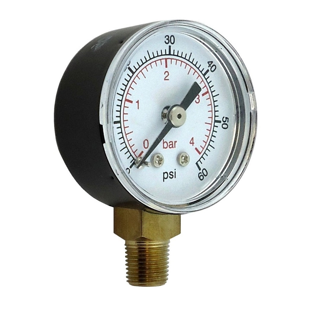 Mini Gauge, 1.5"-Diameter 1/8" Male Pipe Thread Bottom-Mount 60 PSI