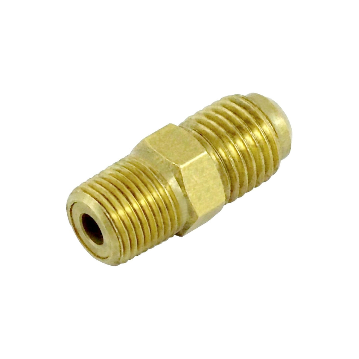 Adapter with Check, 1/8" Male Pipe Thread > 1/4" Male Flare Brass
