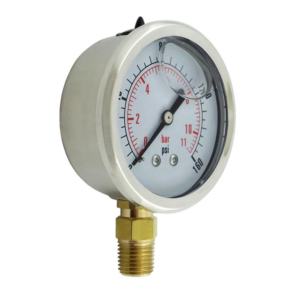 Liq Filled Gauge, 2.5"-Diameter 1/4" Male Pipe Thread 160 PSI
