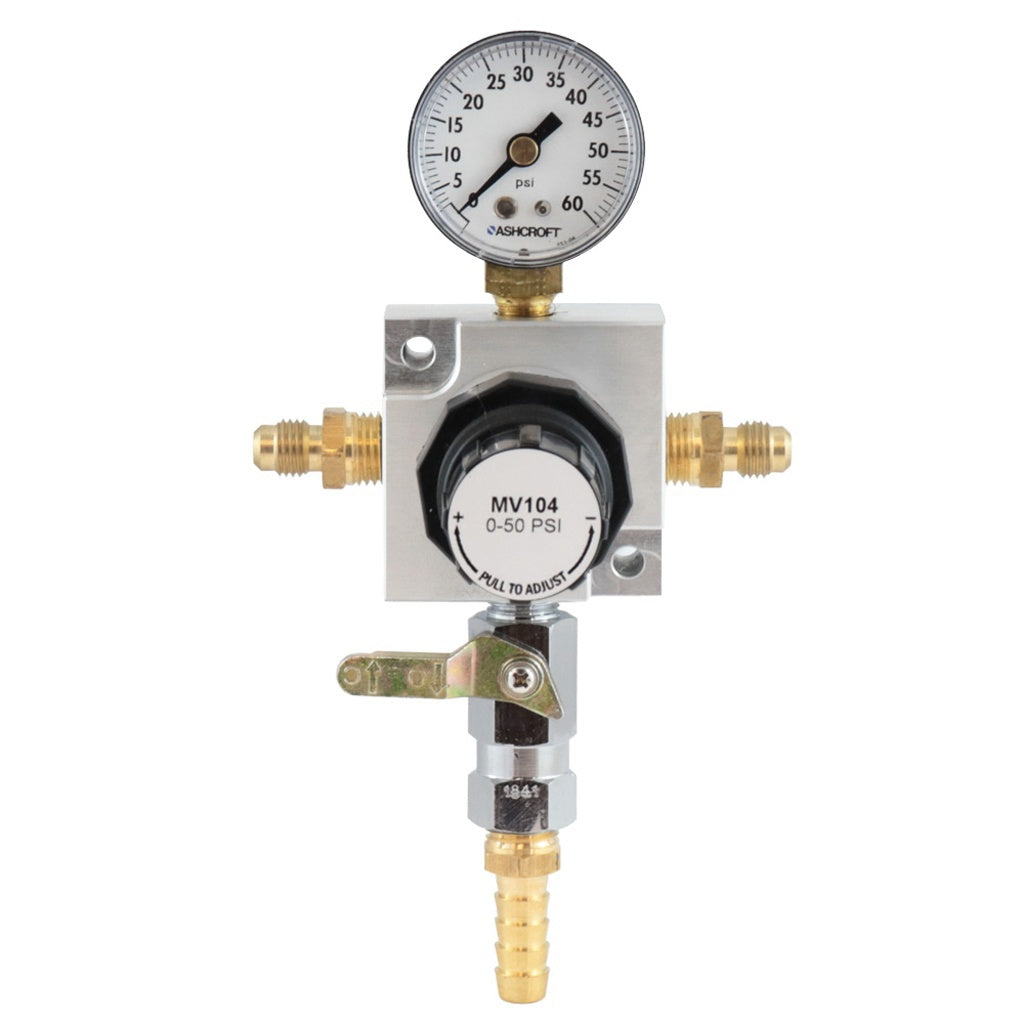 McDantim Secondary TruRegs, 1 Regulator, 60 PSI, 1/4" Male Flare In/Out, 3/8" Ball Shutoff