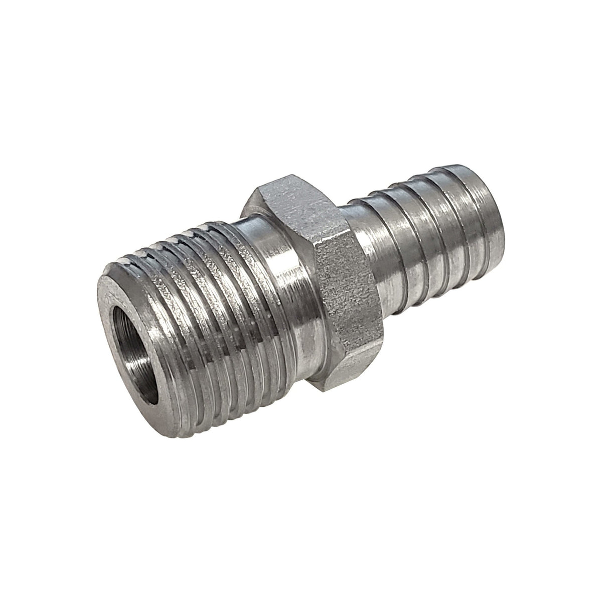 Hose Barb Adapter, 1/2" B x 1/2" Male Pipe Thread Stainless Steel