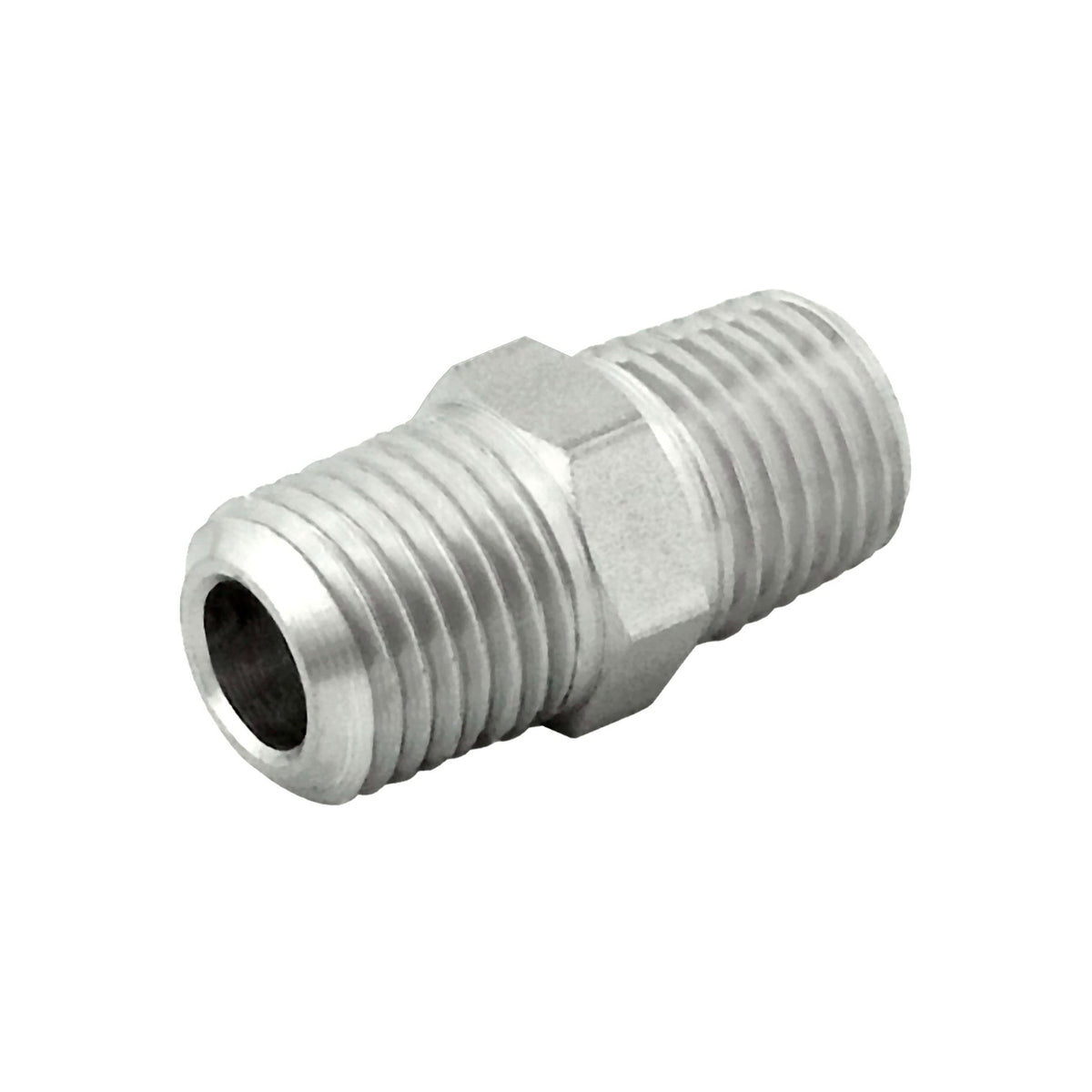 Hex Nipple, 3/8" Male Pipe Thread x 3/8" Male Pipe Thread 304 Stainless Steel