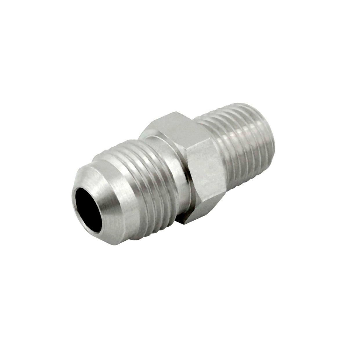Hex Adapter, 1/4" Male Flare x 1/8" Male Pipe Thread Stainless Steel