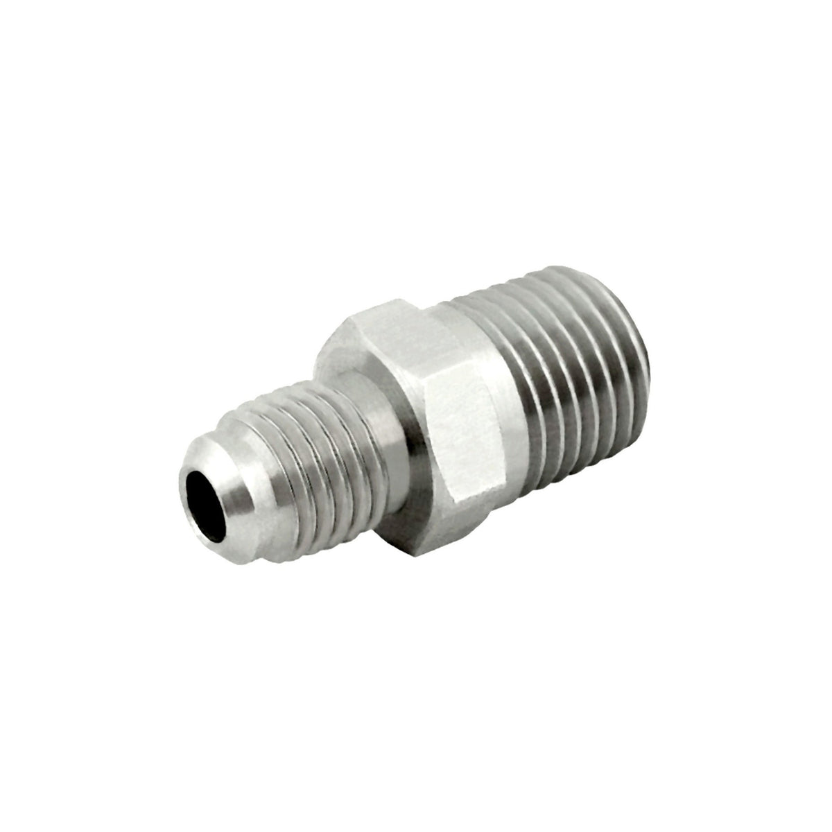 Hex Adapter, 1/2" Male Flare x 1/2" Male Pipe Thread Stainless Steel