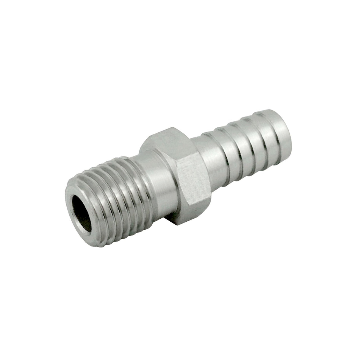 Hose Barb Adapter, 1/2" B x 3/8" Male Pipe Thread Stainless Steel