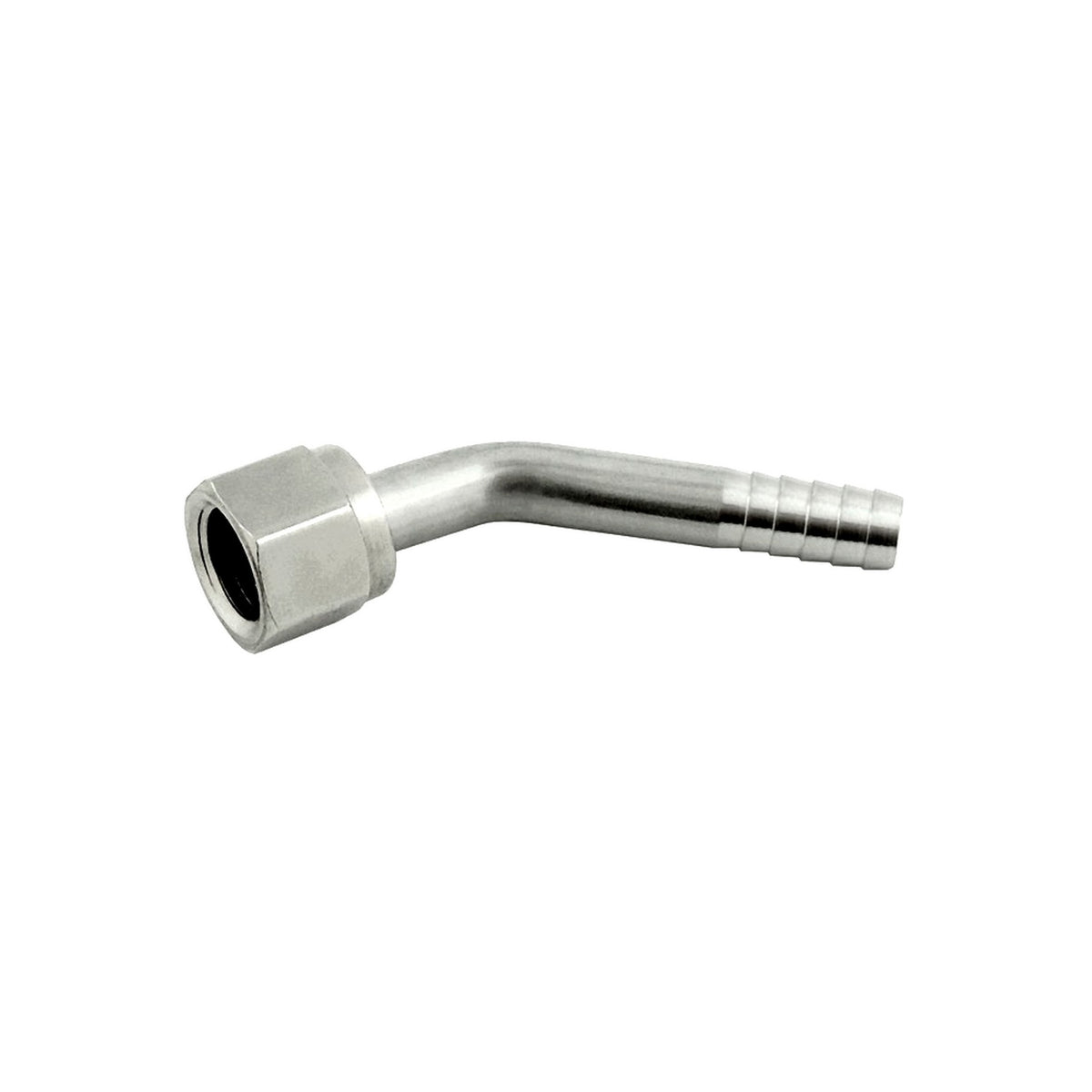 45° Swivel Elbow, 1/4" Female Flare x 1/4" B 304 Stainless Steel