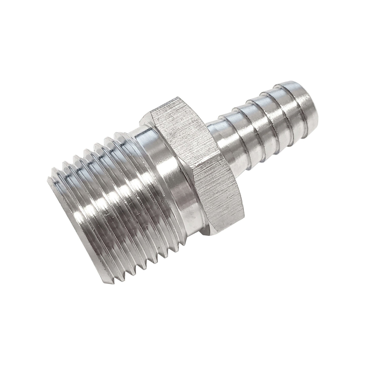 Hose Barb Adapter, 3/8" B x 1/2" Male Pipe Thread 304 Stainless Steel