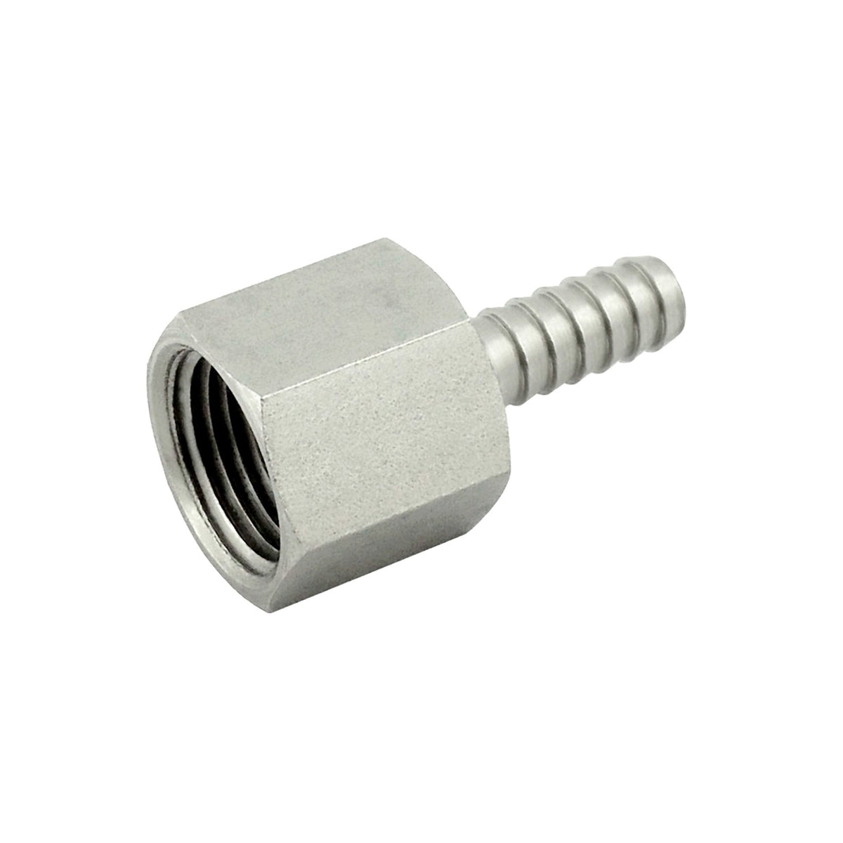 Hex Adapter, 3/8" Female Pipe Thread x 1/4" B 304 Stainless Steel