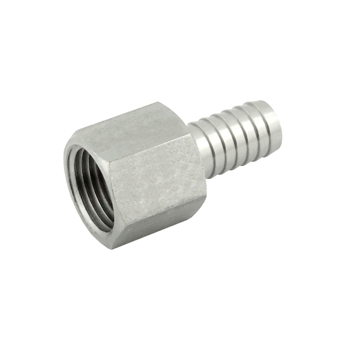 Hex Adapter, 1/4" Female Pipe Thread x 1/4" B Stainless Steel