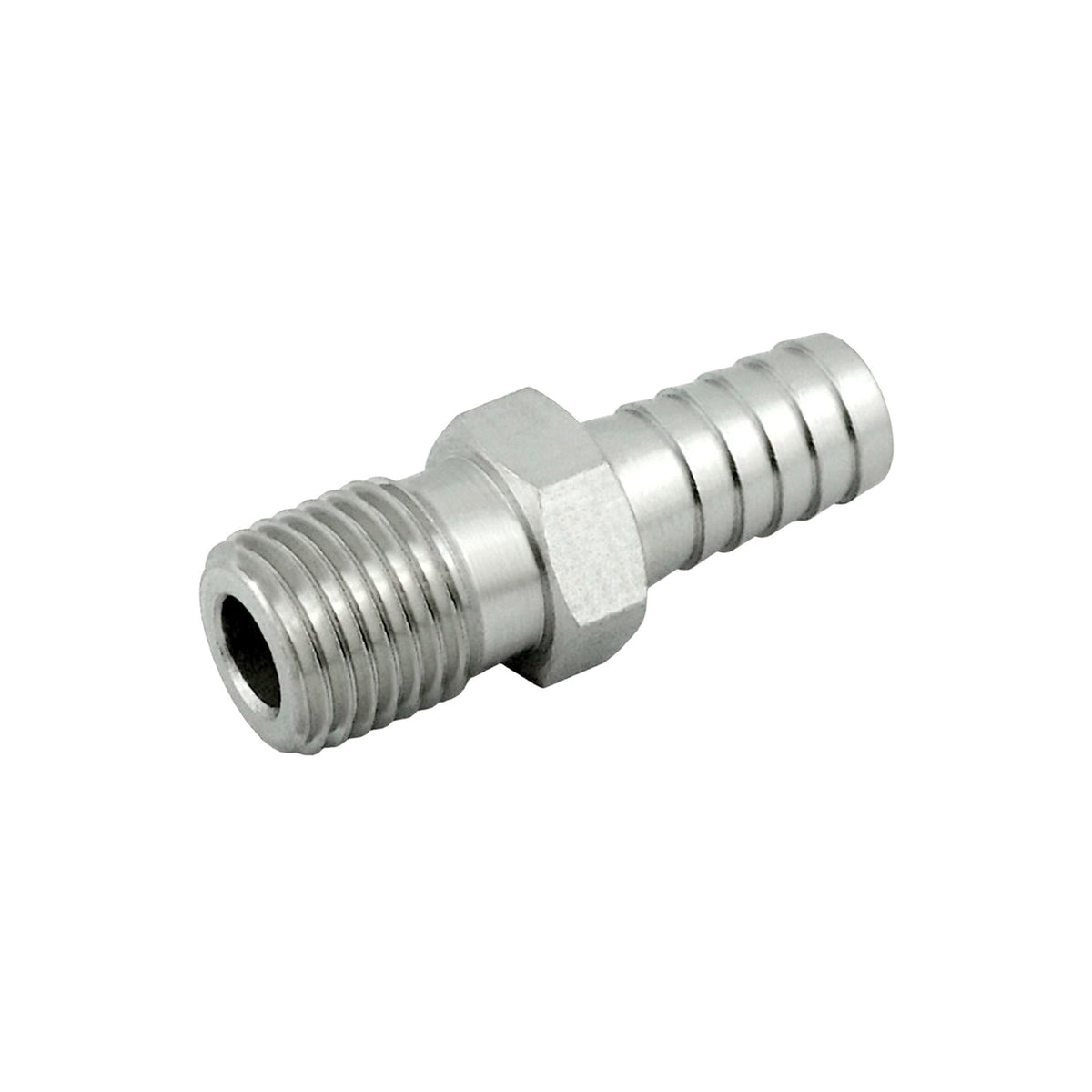 Hose Barb Adapter, 1/4" B x 1/8" Male Pipe Thread Stainless Steel