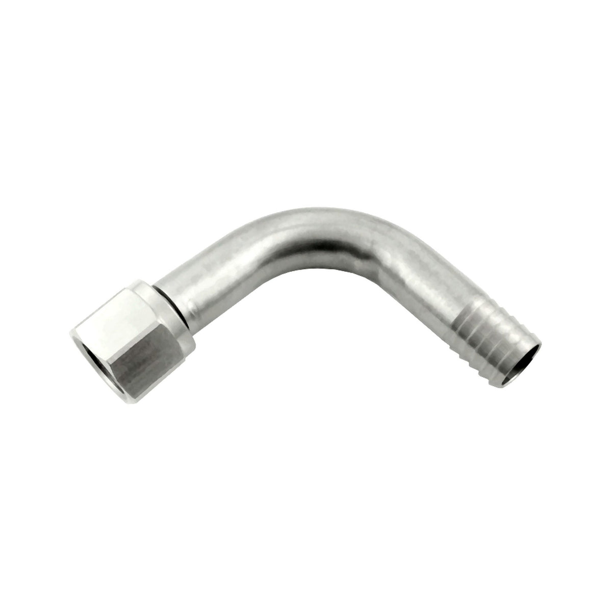 90° Swivel Elbow, 3/8" Female Flare Nut x 1/2" B Stainless Steel