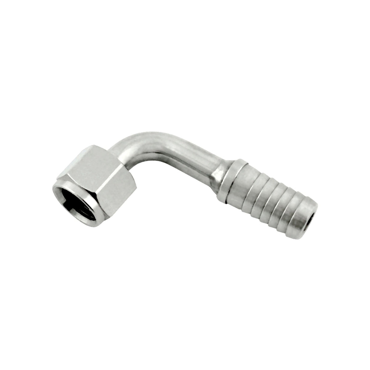90° Swivel Elbow, 1/4" Female Flare Nut x 3/8" B 304 Stainless Steel