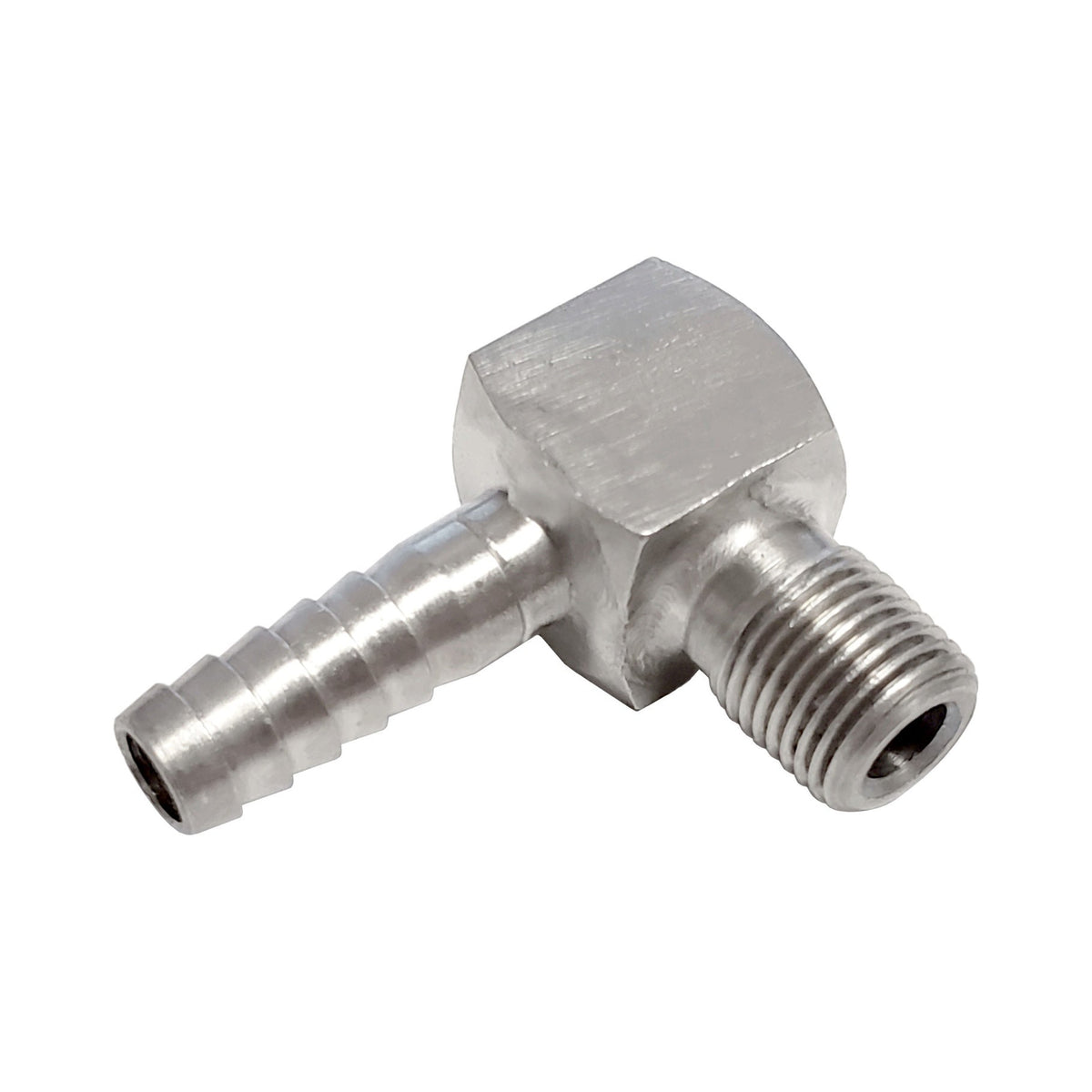 90° Adapter, 1/4" B x 1/8" Male Pipe Thread Stainless Steel