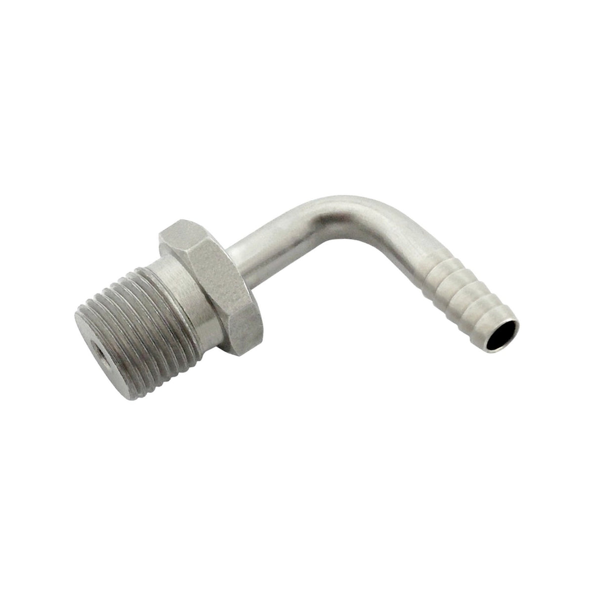 90° Adapter, 1/4" B x 3/8" Male Pipe Thread Stainless Steel