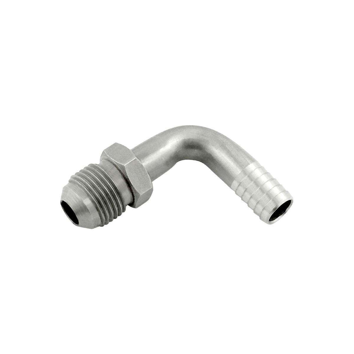 90° Adapter, 3/8" B x 3/8" Male Flare Stainless Steel