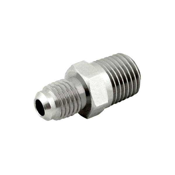 Hex Adapter, 3/8" Male Flare x 3/8" Male Pipe Thread Stainless Steel