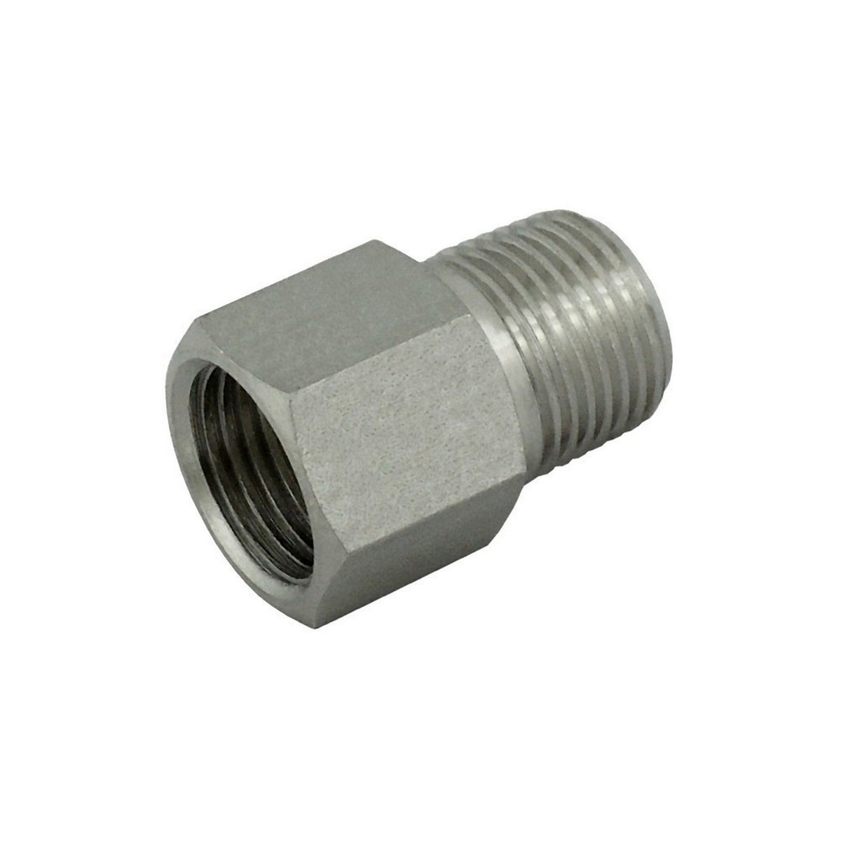Hex Adapter, 1/4" Female Flare x 1/4" Male Pipe Thread 304 Stainless Steel