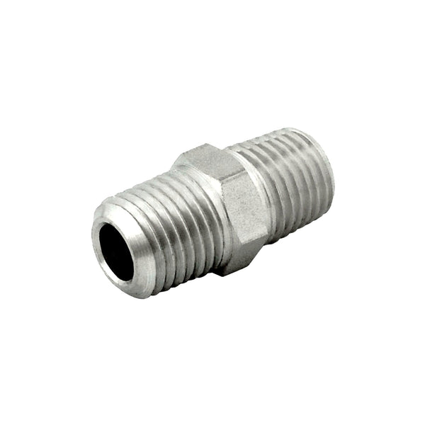 Hex Nipple, 1/4" Male Pipe Thread x 1/4" Male Pipe Thread 304 Stainless Steel
