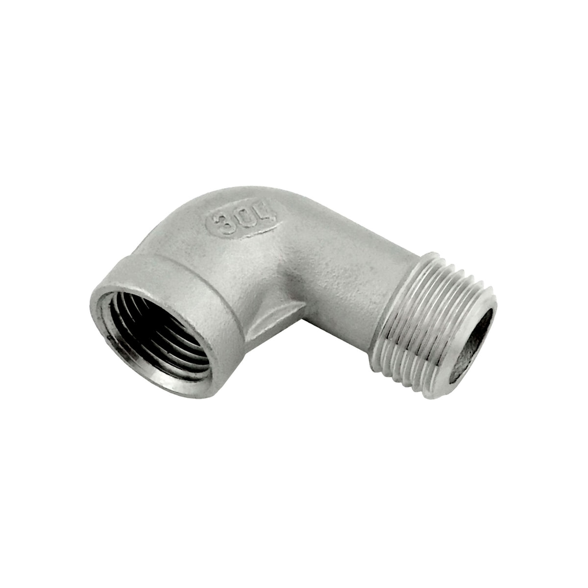 90° Elbow, 1/2" Male Pipe Thread x 1/2" Female Pipe Thread 304 Stainless Steel