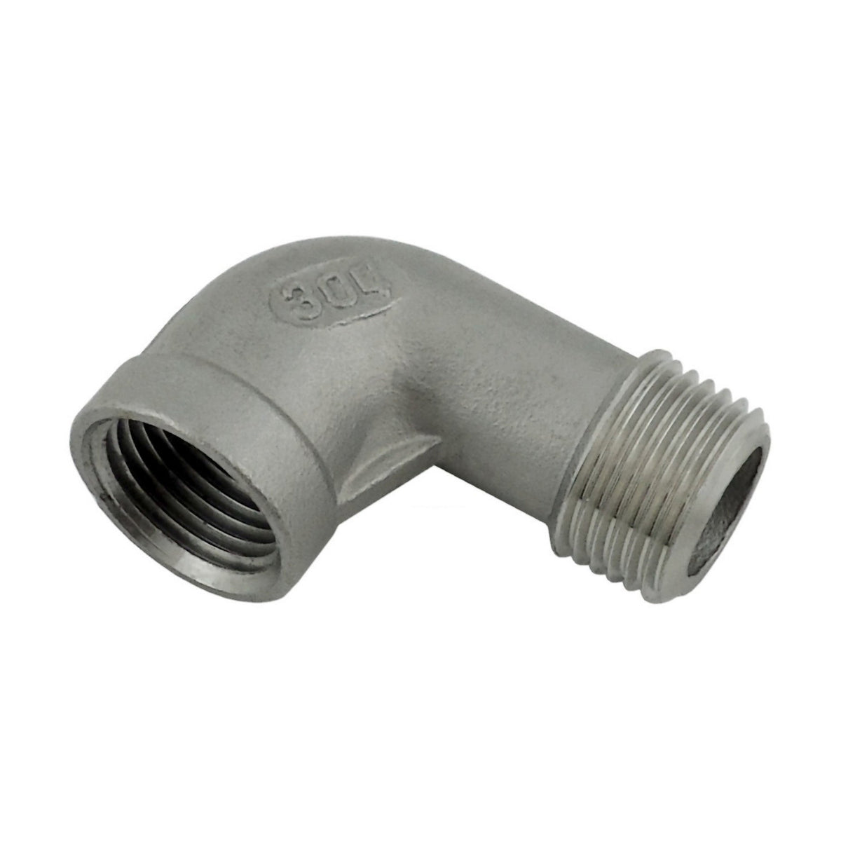 90° Elbow, 3/4" Male Pipe Thread x 3/4" Female Pipe Thread 304 Stainless Steel