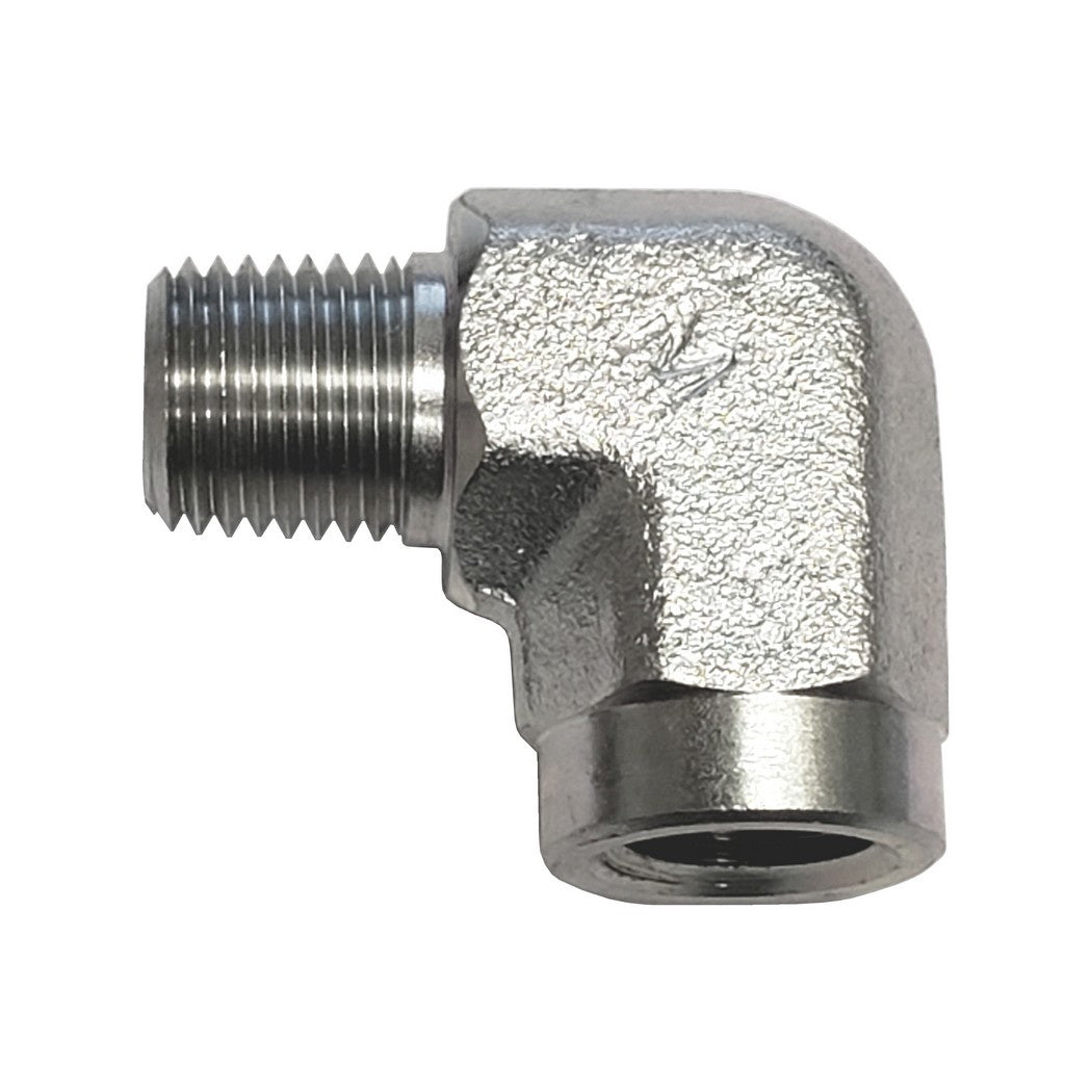 90° Elbow, 1/4" Male Pipe Thread x 1/4" Female Pipe Thread Stainless Steel