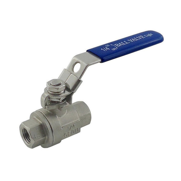 Ball Valve, 1/4" Female Pipe Thread x 1/4" Female Pipe Thread Full Port 316 Stainless Steel
