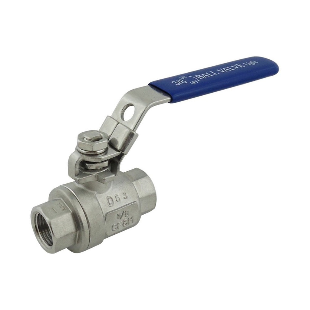 Ball Valve-Full Port, 3/8" Female Pipe Thread x 3/8" Female Pipe Thread 316 Stainless Steel