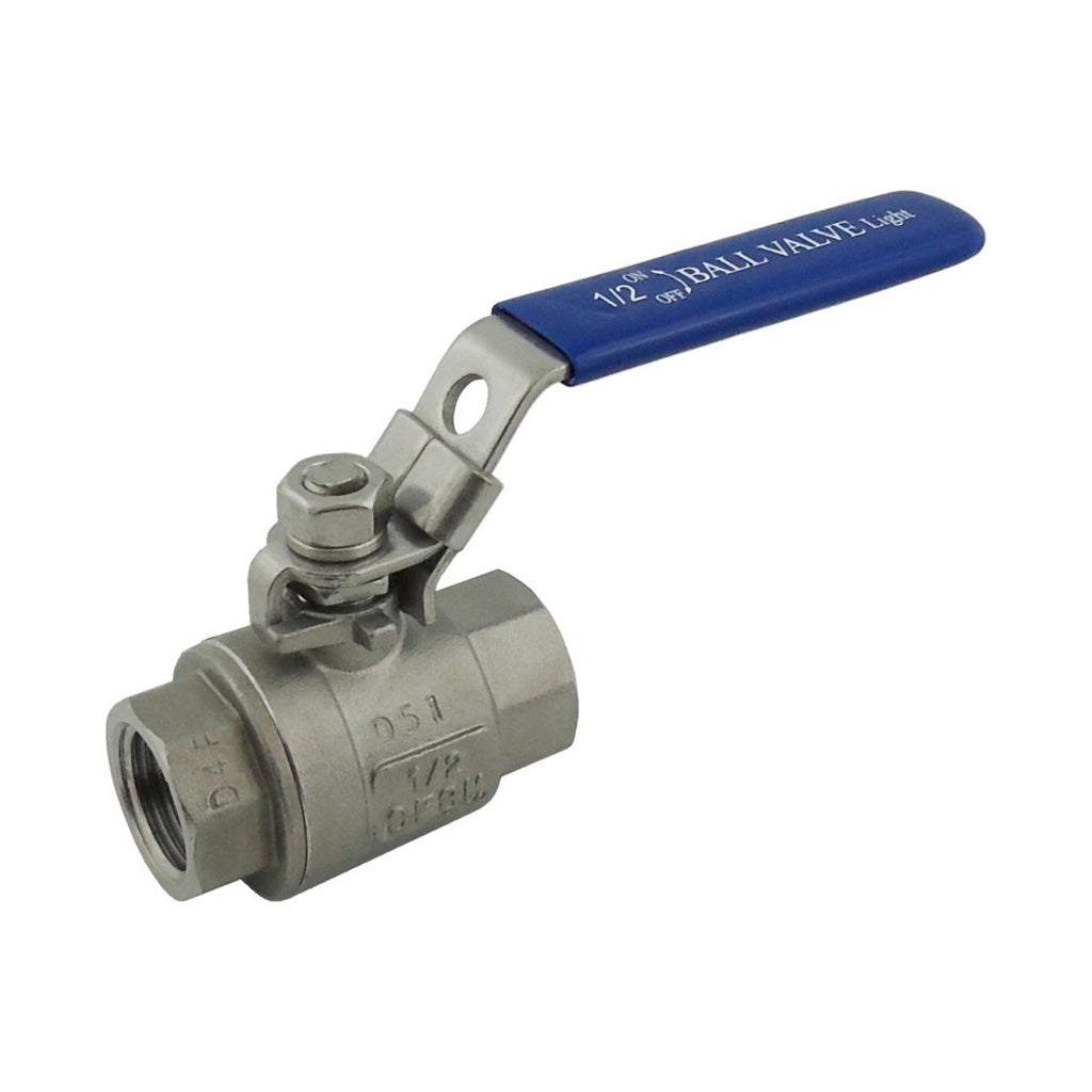 Ball Valve, 1/2" Female Pipe Thread x 1/2" Female Pipe Thread Full Port 316 Stainless Steel