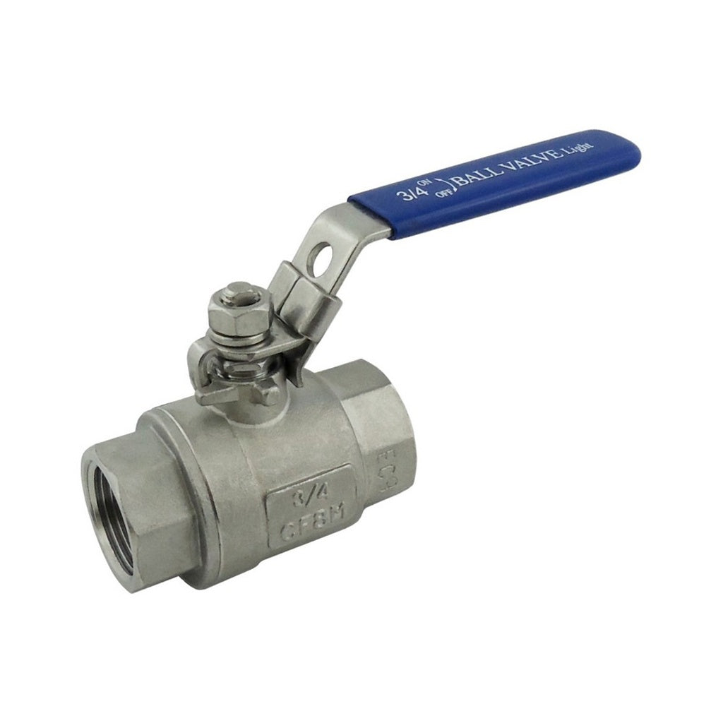 Ball Valve, 3/4" Female Pipe Thread x 3/4" Female Pipe Thread Full Port 316 Stainless Steel