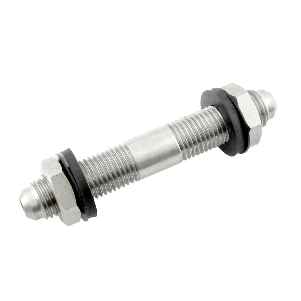 Bulkhead Adapter, 1/4" Male Flare x 1/4" Male Flare, 3" L, 304 Stainless Steel