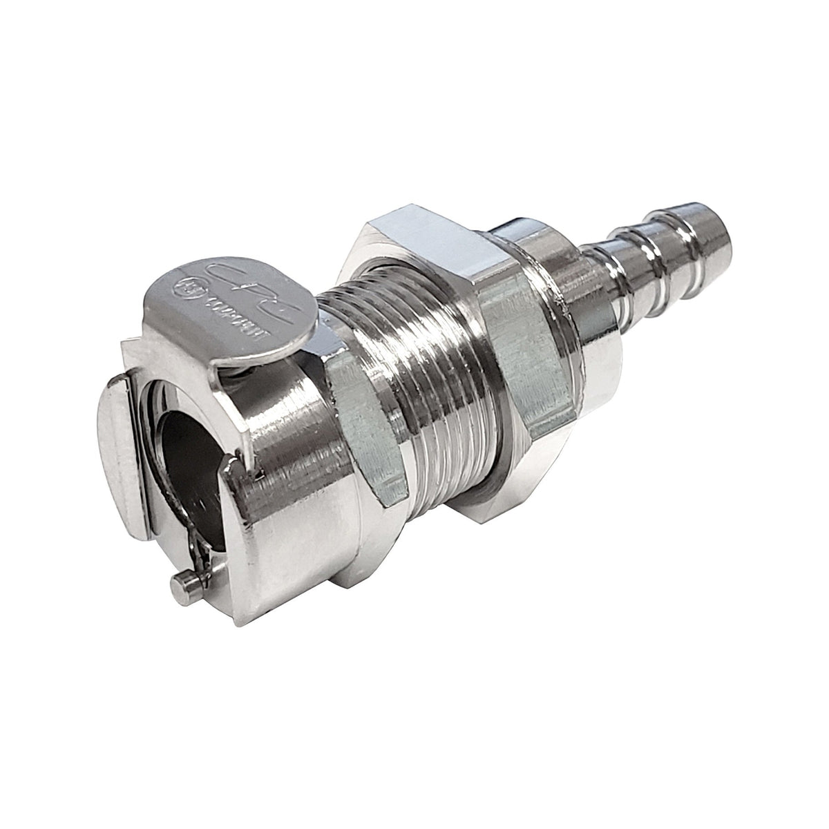 Female Panel Mount Quick Disconnect, 1/4" Barb with Shutoff, LC Series