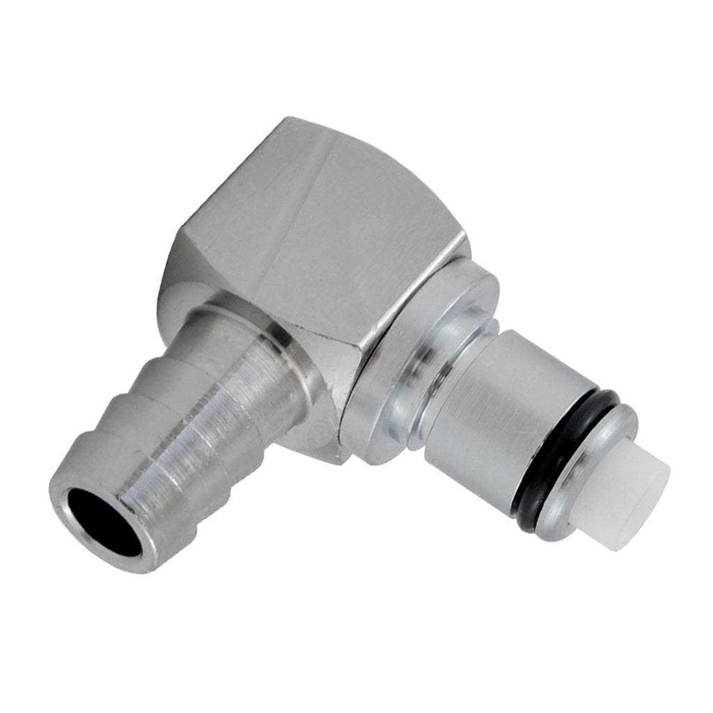 Male Quick Disconnect, 90° Elbow, 3/8" Barb with Shutoff, LC Series
