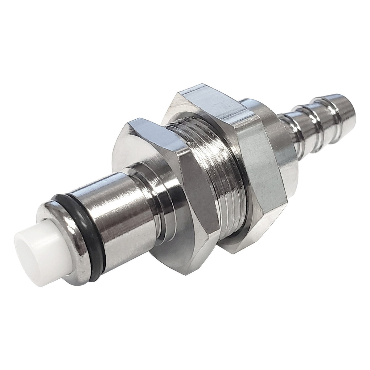 Male Panel-Mount Quick Disconnect, 1/4" Barb with Shutoff, LC Series