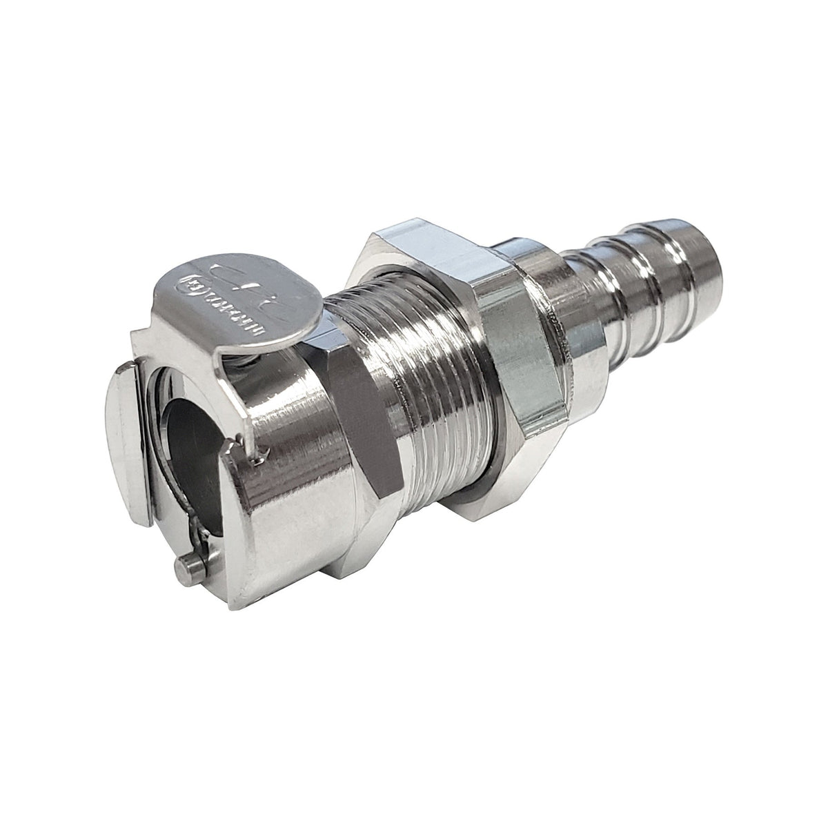 Female Panel-Mount Quick Disconnect, 3/8" Barb with Shutoff, LC Series