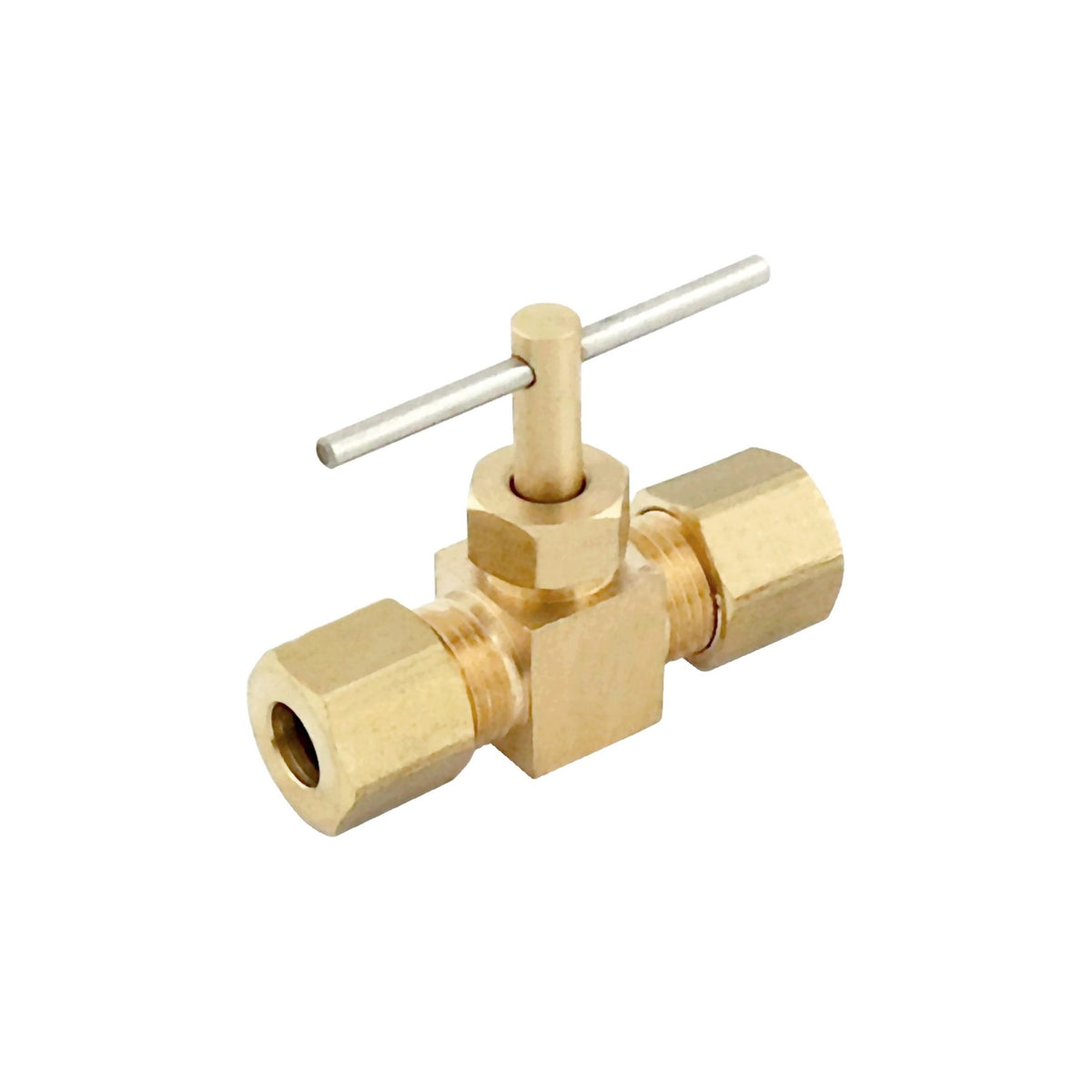 Compression Needle Valve, 1/4" C x 1/4" C Brass