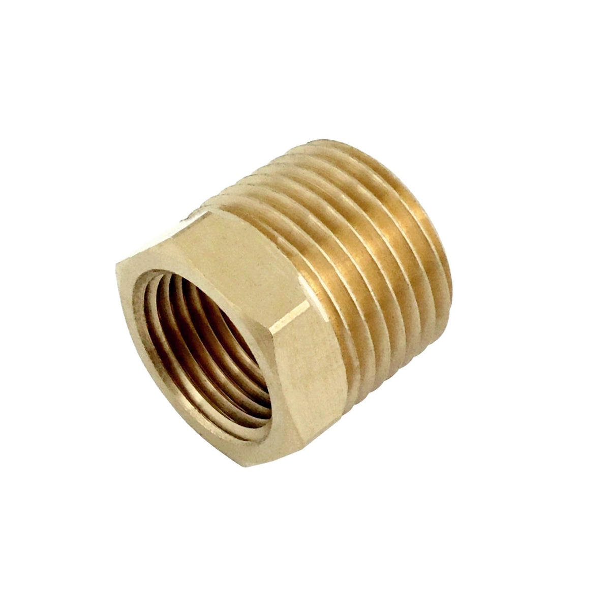 Bushing, 1/8" Female Pipe Thread x 1/4" Male Pipe Thread, Brass