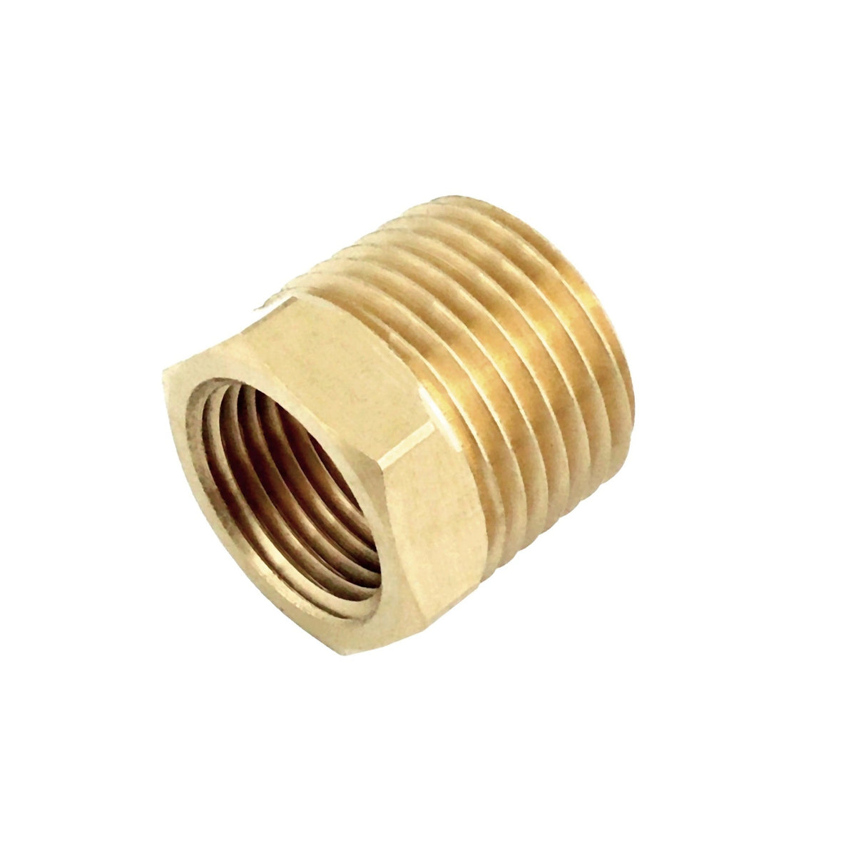 Bushing, 1/4" Female Pipe Thread x 3/8" Male Pipe Thread, Brass