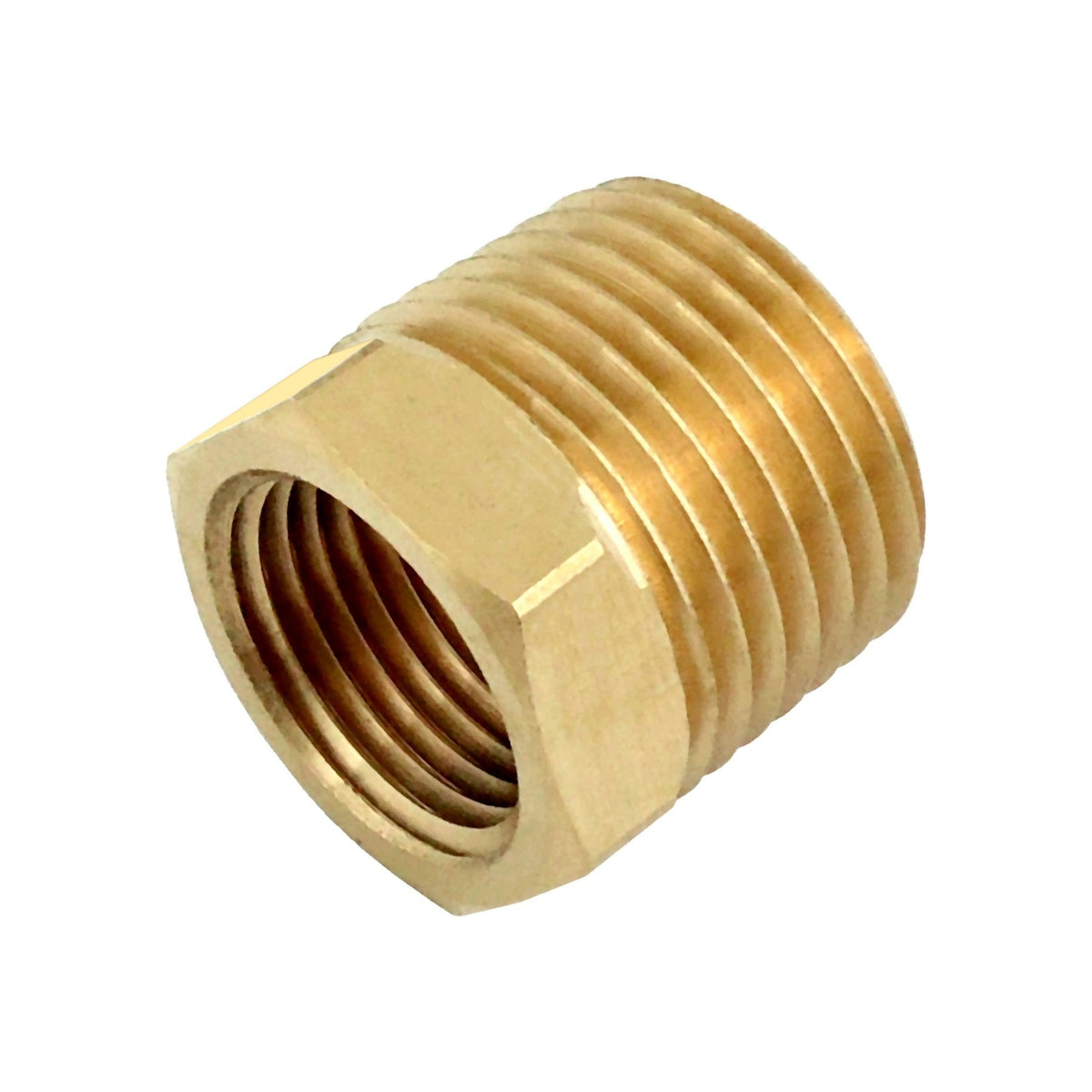 Bushing, 3/8" Female Pipe Thread x 1/2" Male Pipe Thread, Brass