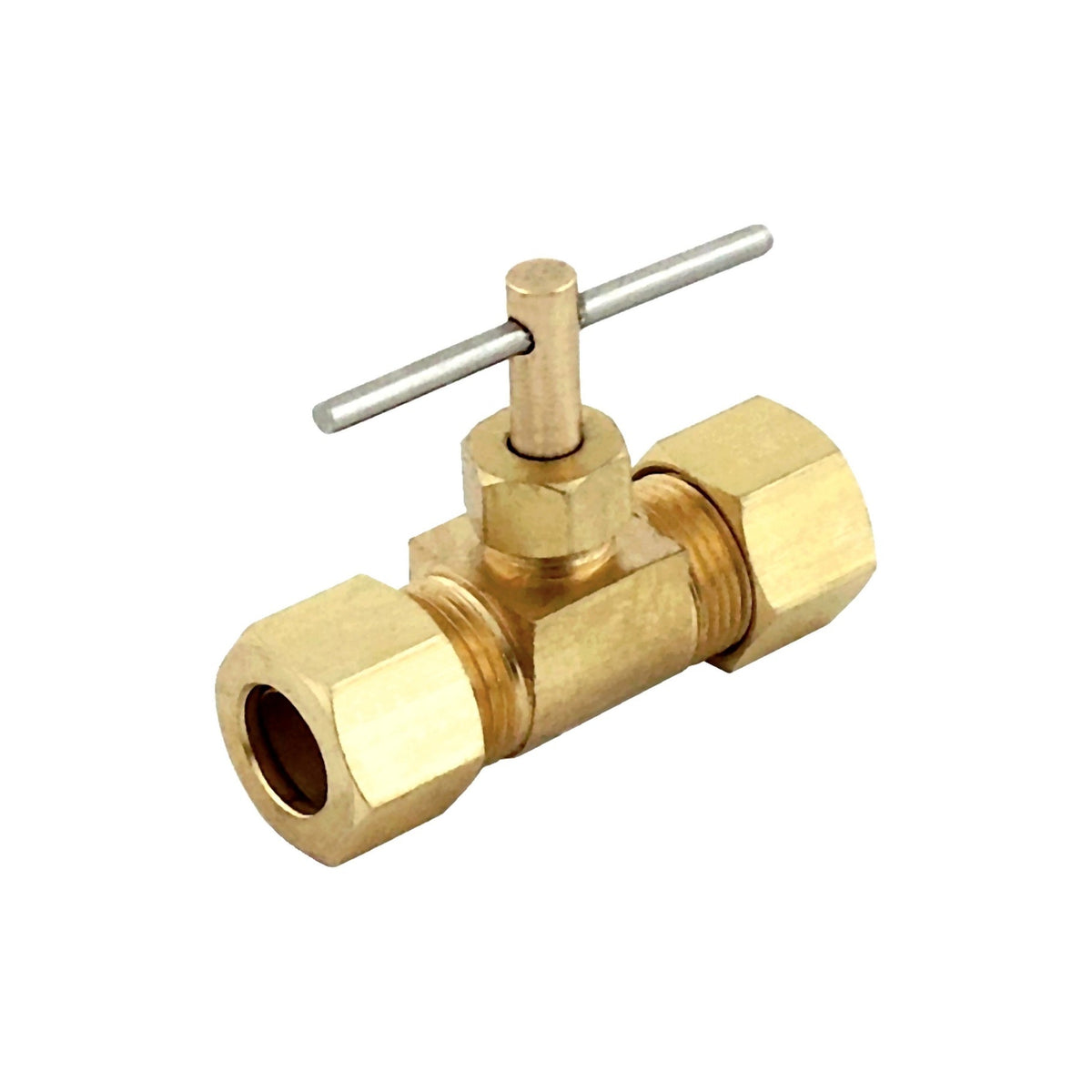 Compression Needle Valve, 3/8" C x 3/8" C Brass