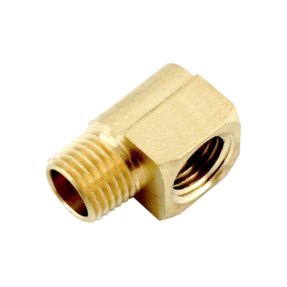 90° Elbow, 1/4" Female Pipe Thread x 1/4" Male Pipe Thread Brass