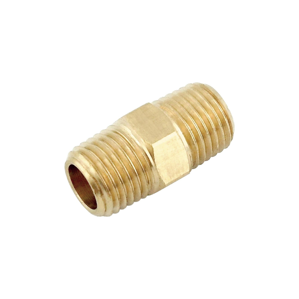 Hex Nipple, 3/8" Male Pipe Thread x 3/8" Male Pipe Thread Brass