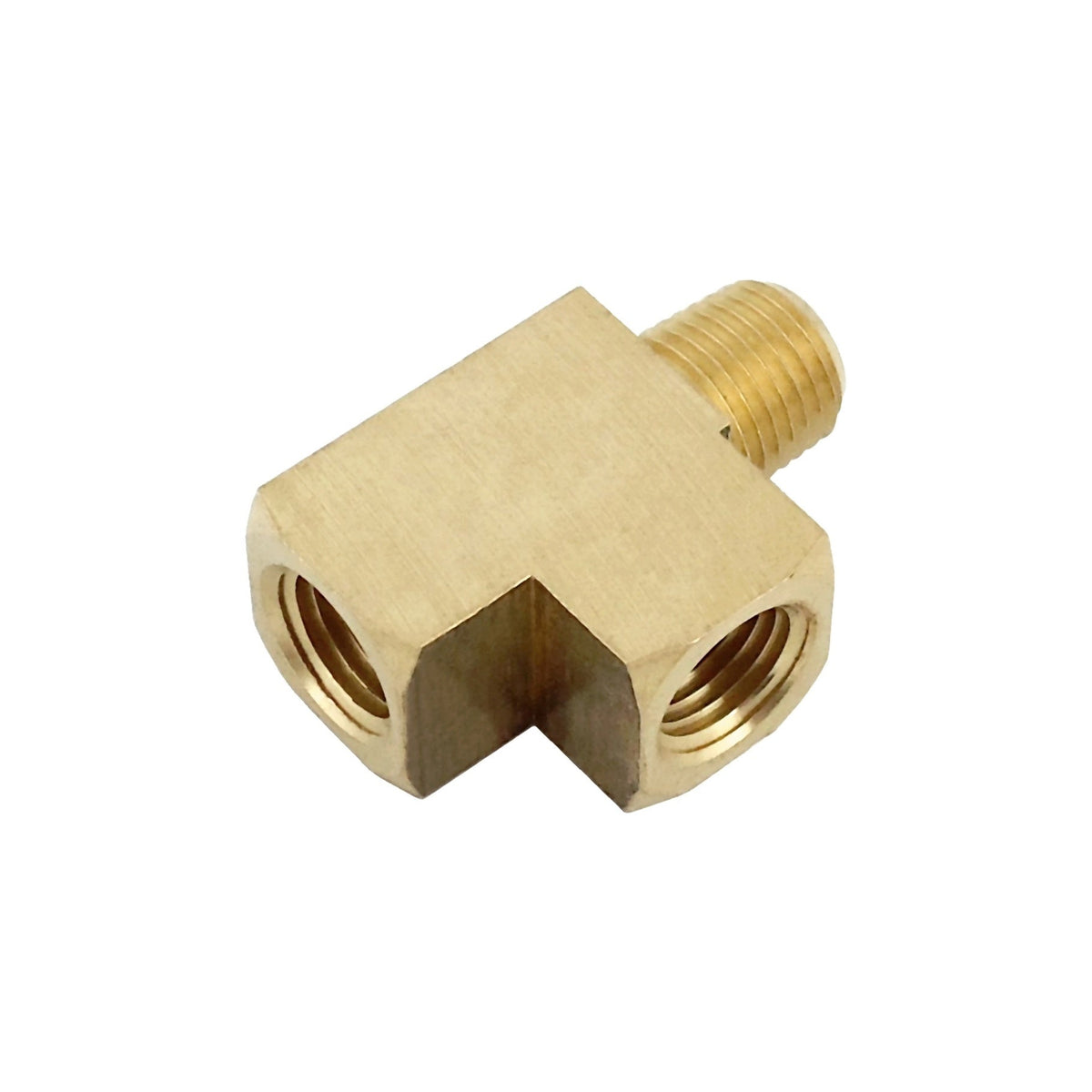 Street Tee, 1/4" Female Pipe Thread x 1/4" Male Pipe Thread x 1/4" Female Pipe Thread, Brass