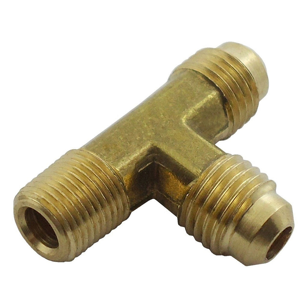 Run Tee, 1/4" Male Flare x 1/8" Male Pipe Thread x 1/4" Male Flare Brass