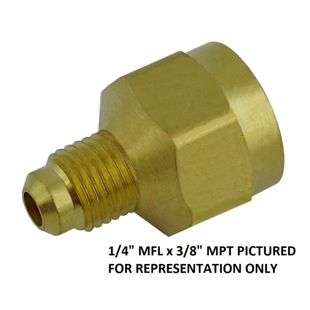 Reducer, 1/4" Male Flare x 3/8" Female Flare Brass