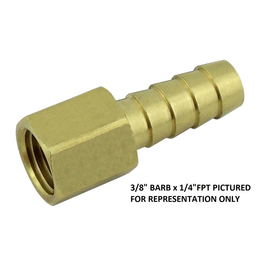 Hose Stem, 3/8" B x 1/4" Female Pipe Thread Brass